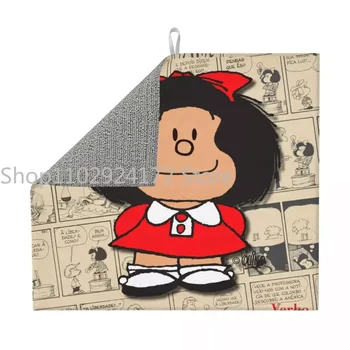 Винтажный Коврик для Сушки Посуды Mafalda Manga для Кухни из Супер Абсорбирующей Быстросохнущей Микрофибры Quino Comic Cartoon Для Сушки Посуды