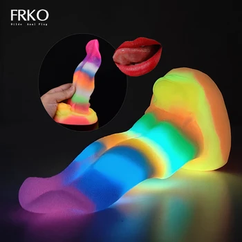 Светящийся фаллоимитатор FRKO Monster Tongue для анальной стимуляции точки G Для женской мастурбации Мягкие силиконовые секс-игрушки с присосками для женщин и мужчин 18