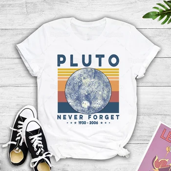 Никогда не забывайте винтажные футболки Pluto Футболка Pluto Is A Planet Harajuku Летние футболки