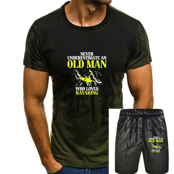 Никогда не стоит недооценивать старика, который любит каякинг, футболки для взрослых и девочек, обычные мужские футболки для фитнеса с короткими рукавами.