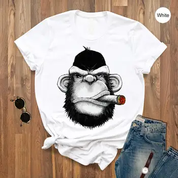 Забавная Рубашка Гориллы Курильщика Сигар Monkey Business, Забавная Рубашка Обезьяны, Подарок На День Рождения, Подарок Любителю Домашних Животных