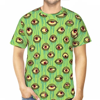 Мужские футболки с рисунком глаз, Мутантные глазные яблоки, 3D-принт, негабаритные топы из полиэстера в стиле ретро с короткими рукавами, уличная одежда