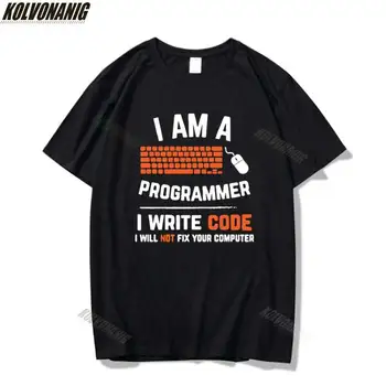 Я программист, Я Пишу Код, Забавные Футболки С Принтом, Хлопковая Футболка С короткими Рукавами, Подарок Компьютерного Программиста, Повседневная Футболка Geek, Топы