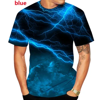 модная мужская футболка с 3D-принтом молнии и коротким рукавом в стиле хип-хоп, уличная одежда, повседневный топ