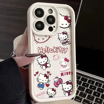 Аниме-Чехол Для Телефона Hello Kitty Sanrio girls Для iPhone 15 14 13 12 11 Pro Max Xr X 14 Plus, Милый Мультяшный Противоударный Мягкий Чехол