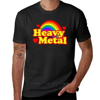 Забавная футболка Heavy Metal Rainbow, Негабаритная футболка, Блузка, тройники, пустые футболки, мужские футболки с длинным рукавом
