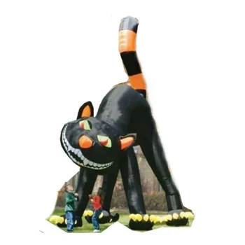 20-футовый прекрасный анимированный гигантский надувной черный кот для украшения Хэллоуина