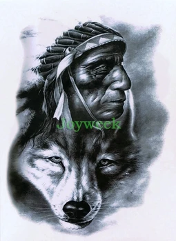 Водонепроницаемая временная татуировка, наклейки с татуировками охотника и волка большого племени, флэш-тату, поддельные татуировки для женщин и мужчин