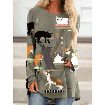 Женская футболка с героями мультфильмов CLOOCL, рубашка с длинным рукавом, пуловер с 3D принтом 