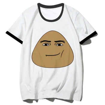 Футболка Pou, женская уличная одежда с комиксами, дизайнерская футболка для девочек, японская одежда y2k