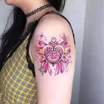 Милая наклейка с татуировкой на руку в виде звезды, Луны, розового цветка, водонепроницаемые поддельные татуировки, тату Hotwife, татто, фестивальные наклейки для женщин Оптом