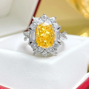 4-каратное модное зеленое кольцо на каждый день с высокоуглеродистым бриллиантом, нишевые обручальные украшения из стерлингового серебра 925 пробы.