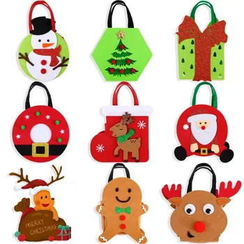 Новая фетровая рождественская сумка-тоут в канун Рождества, сумка для яблок, рождественские украшения, мультяшный лось, сумка для конфет.