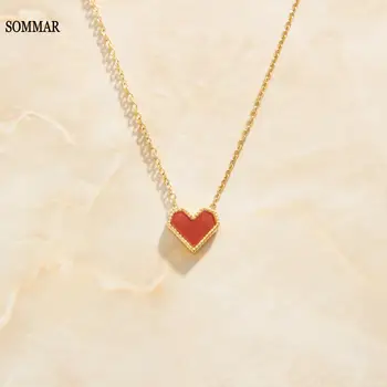 SOMMAR 2022 тренд большие Позолоченные Духи женское ожерелье с подвеской Акриловое персиковое сердце любовь макси ожерелье рождественский подарок