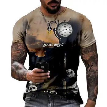 Мужская винтажная футболка с 3D-принтом, Персонализированная футболка с круглым вырезом и коротким рукавом, Повседневная уличная одежда, Летние модные топы