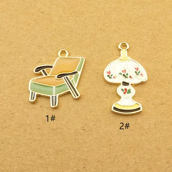 10шт диван-кресло и лампа эмалевый шарм для изготовления ювелирных изделий милые серьги кулон браслет ожерелье подвески diy шарм