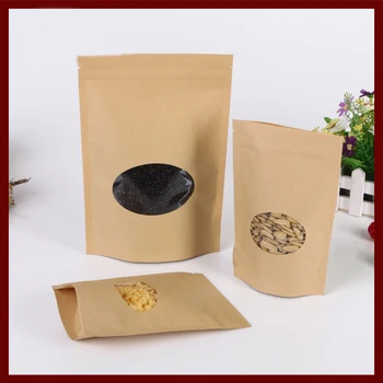 18*26 + 4 см 20шт Крафт-бумага Ziplock Window Bag Для Подарка/чая/конфет/ювелирных изделий/хлеба Упаковочная Бумага Пищевой Мешок Diy Ювелирный Дисплей