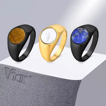 Мужское кольцо-печатка Vnox с синим камнем, кольцо на мизинец из нержавеющей стали, браслет для папы, подарок Деду Морозу, украшения для него.
