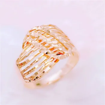 Розовое золото 14 карат, фиолетовое золото 585 пробы, модные роскошные очаровательные геометрические волнистые широкие полые открывающие кольца для рукоделия для женщин