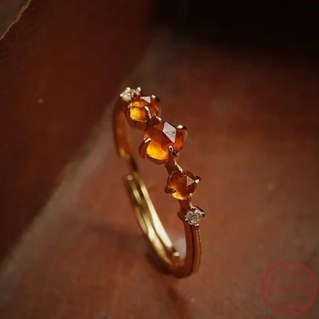 2023 Новое японское оранжевое кольцо из 100% стерлингового серебра 925 пробы 