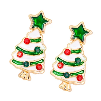 Серьги-гвоздики для девочек в стиле Рождественской елки из гипоаллергенного металла, элегантные украшения для жены, матери, дочери, друзей