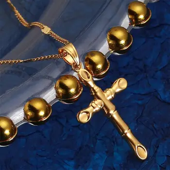 Ожерелье с подвеской в виде Креста Иисуса из 24-каратного золота, модная цепочка с религиозным распятием, женские украшения