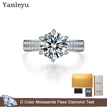 Обручальное Кольцо Yanleyu Starlight Queen из 100% Натуральной Платины PT950 D Цвет 1ct 2ct 3ct Круглый Бриллиант Муассанита Изысканные Ювелирные Изделия Для Женщин
