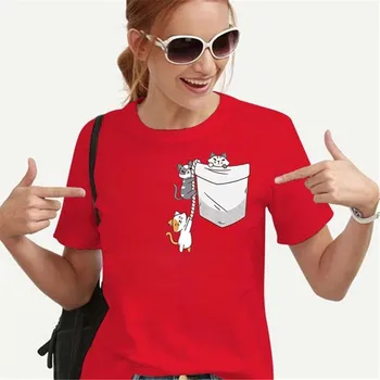 Многоцветная футболка унисекс для женщин, футболки для подростков, одежда с карманным принтом ленивца, винтажная мужская уличная одежда, повседневный стиль, мода