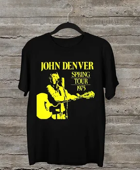 Джон Денвер - John denver Tour 1975, Черная подарочная рубашка всех размеров с коротким рукавом FA121