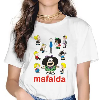 Mafalda и Семейный Плакат Женская Футболка Mafalda Мультфильм Женские Футболки Каваи Топы Из Полиэстера Базовая Футболка y2k Fashion