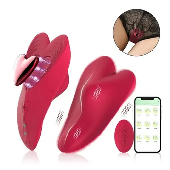 Носимый вибратор для трусиков с сильным магнитным зажимом Приложение для дистанционного управления вибрацией клитора бабочки Секс-игрушки для взрослых